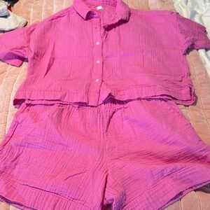Gap gauze Button-Up Shirt and Shorts Set